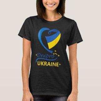 Dnipro Ukraine National Flag Heart Emblem Crest T-Shirt