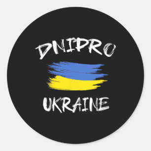 Dnipro Ukraine Souvenir Ukrainian Country Flag Bru Classic Round Sticker
