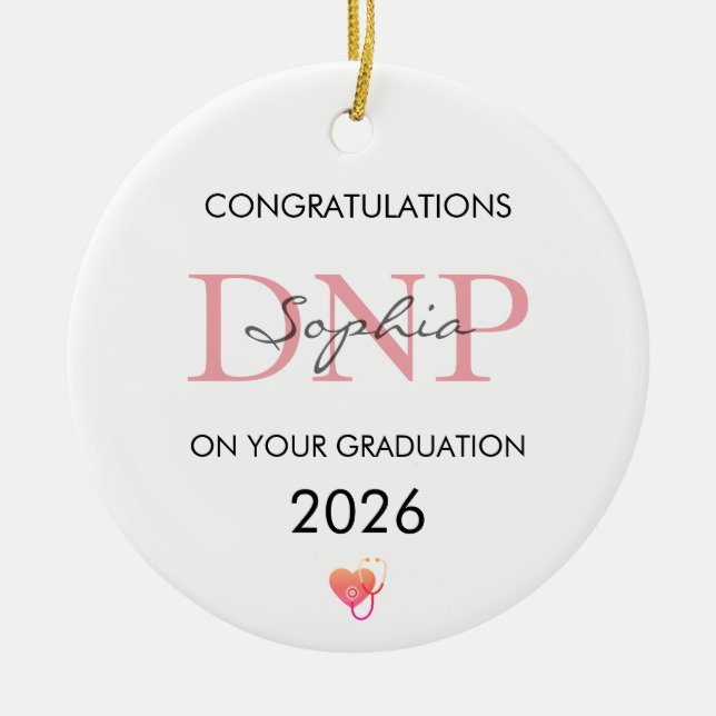 DNP Graduation Personalised Name Class of 2026 Ceramic Tree Decoration (Front)