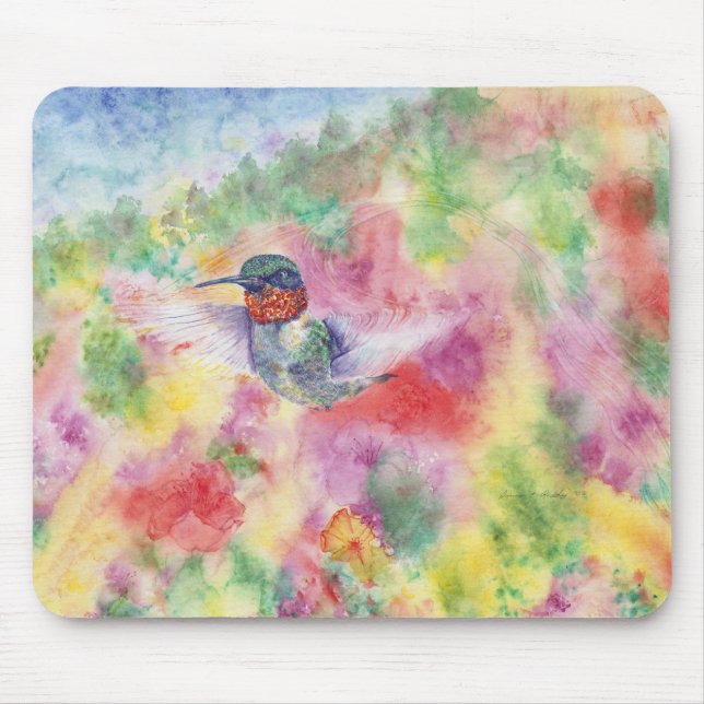 DNW Hummingbird Water Colour Mouse Pad (Front)