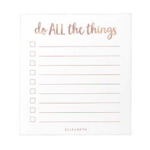 Do All the Things Faux Rose Gold Look To Do List Notepad