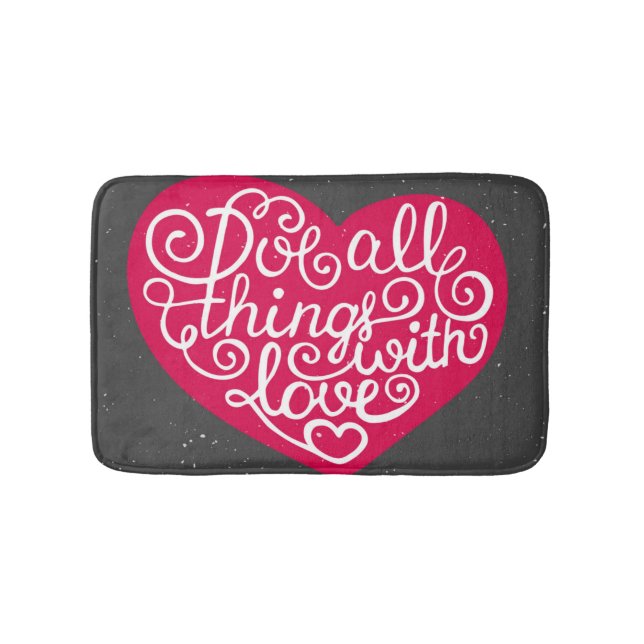 Do All Things With Love Red Bath Mat (Front)