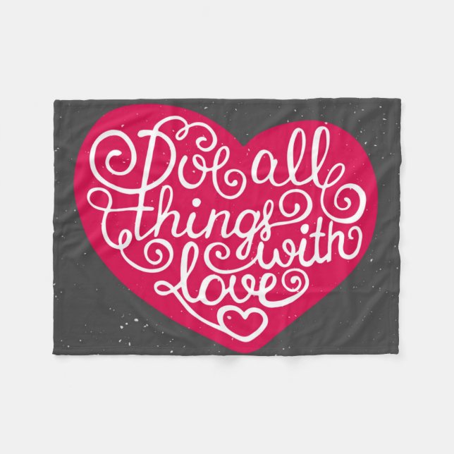 Do All Things With Love Red Fleece Blanket (Front (Horizontal))