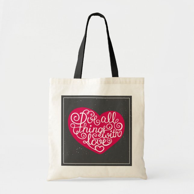Do All Things With Love Red Tote Bag (Front)