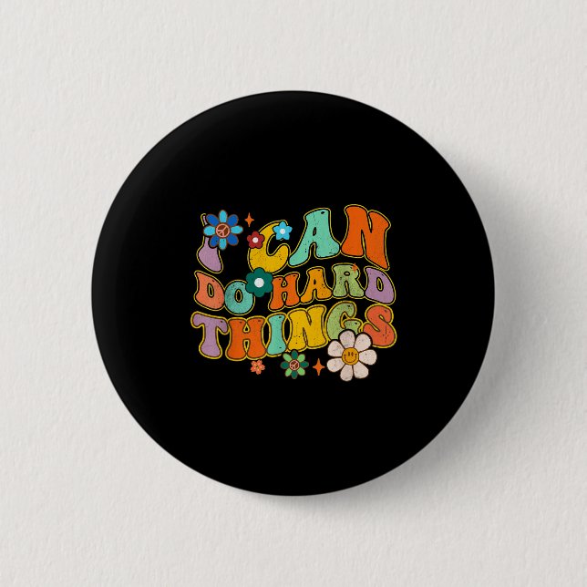 Do Can Hard Things Groovy Retro 6 Cm Round Badge (Front)