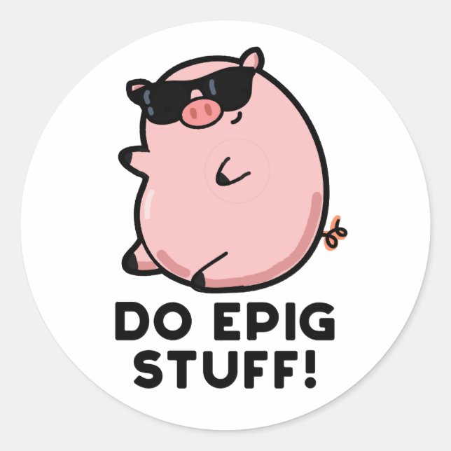 Do Epig Stuff Funny Epic Pig Pun  Classic Round Sticker (Front)