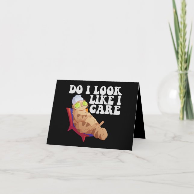 Do I Look Like i Care Funny Kawaii Cat Pet Lovers Thank You Card (Front)