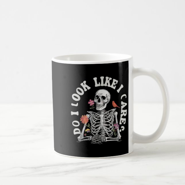 Do I Look Like I Care - Funny Skeleton Humor  Coffee Mug (Right)