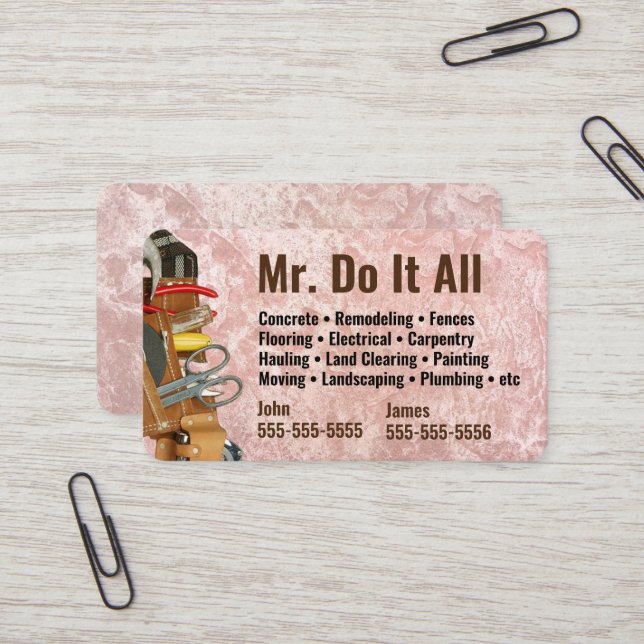 Do It All Handyman Business Card (Front/Back In Situ)