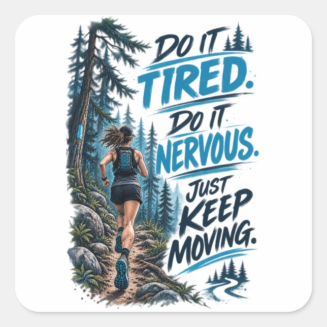 Do It Tired Do It Nervous Just Keep Moving Running Square Sticker (Front)
