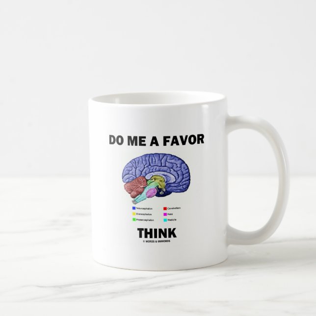 Do Me A Favour Think (Brain Anatomy Humour) Coffee Mug (Right)