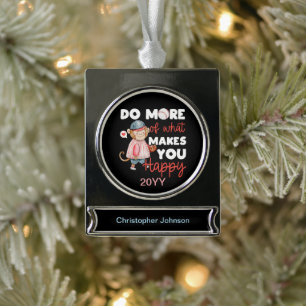 Do More of What Makes You Happy - Baseball Silver Plated Banner Ornament