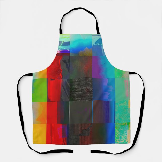 Do More on Electric Starlight Glitch Digital Art Apron (Front)