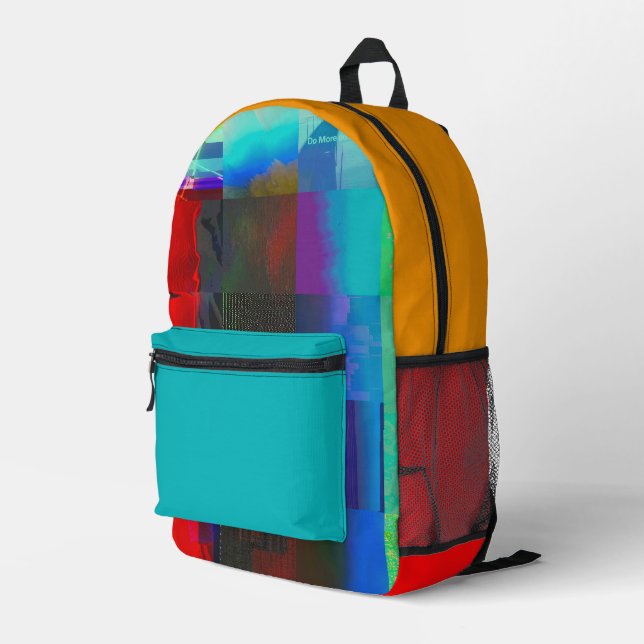 Do More on Electric Starlight Glitch Digital Art Printed Backpack (Back Corner Right)
