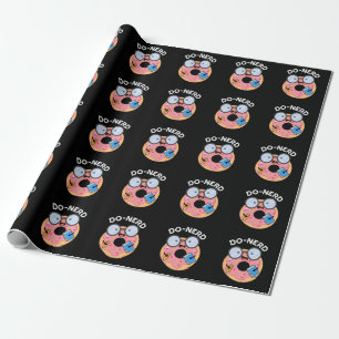 Do-nerd Funny Nerdy Doughnut Pun Dark BG Wrapping Paper