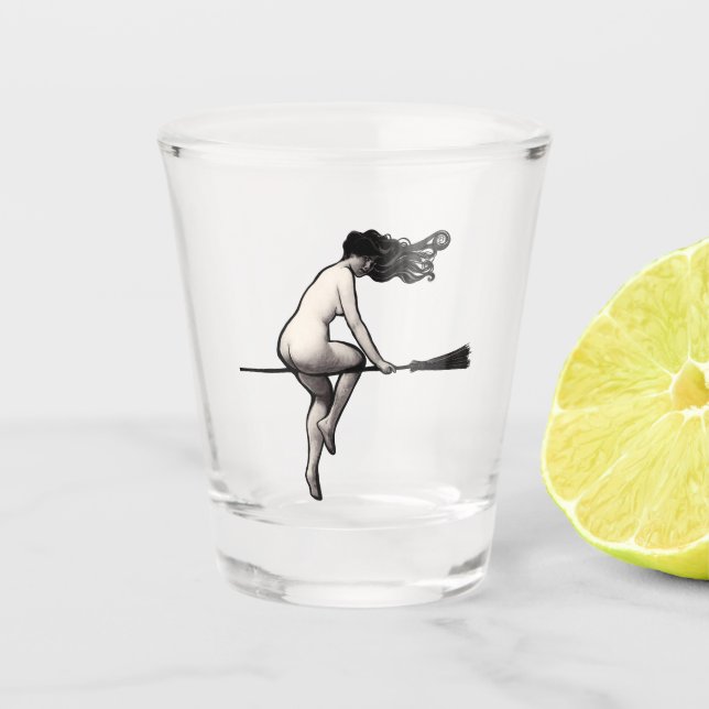 Do No Harm Witch and Broom Witchy                  Shot Glass (Front)