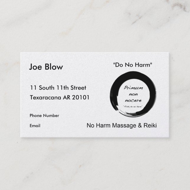 Do No Harm with Enso symbol Appointment Card (Front)