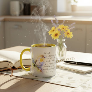 Do not be discouraged, watercolor bird mug