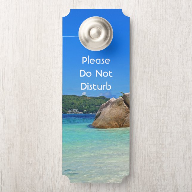 Do Not Disturb Beautiful Tropical Sea Rocky Coast Door Hanger (On Knob)