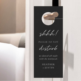 Do Not Disturb Black Wedding Hotel Door Hanger