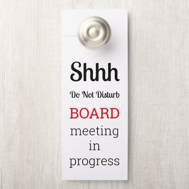 Do Not Disturb Board Meeting In Progress Door Hanger (On Knob)