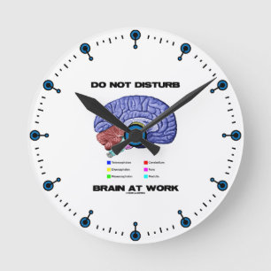 Do Not Disturb Brain At Work (Anatomical Humour) Round Clock