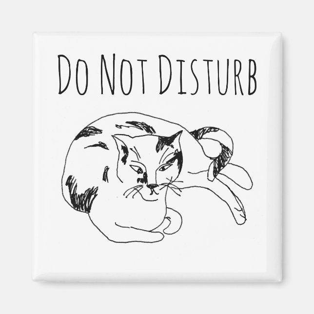 Do Not Disturb Cat Magnet – Funny Minimal Line Art (Front)