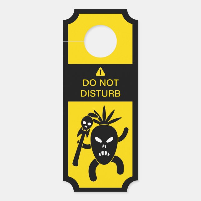Do Not Disturb Caution Tribal Mask Warrior Door Hanger (Front)