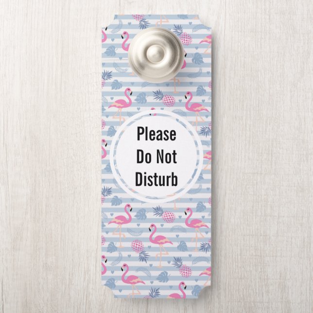 Do Not Disturb Cite Flamingo & Pineapple Pattern Door Hanger (On Knob)