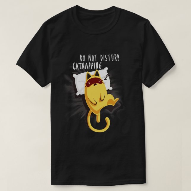 Do not disturb Cute Funny Kitty Cat Nap Computer W T-Shirt (Design Front)