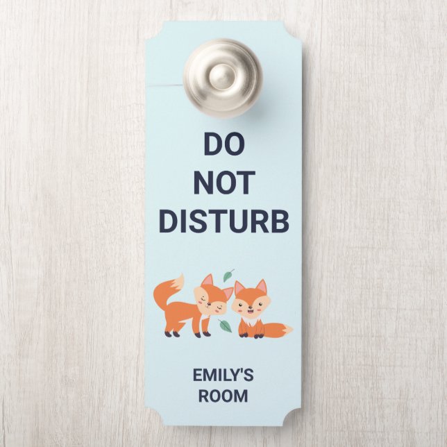 Do Not Disturb Cute Orange Foxes Door Hanger (On Knob)