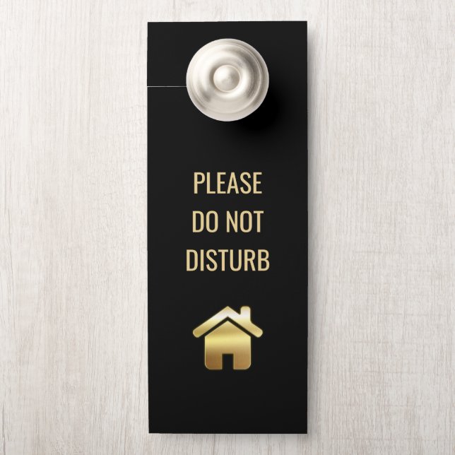 Do Not Disturb Elegant Gold House Symbol Door Hanger (On Knob)