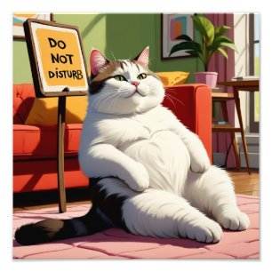 Do not Disturb Fat Cat Funny Photo Print