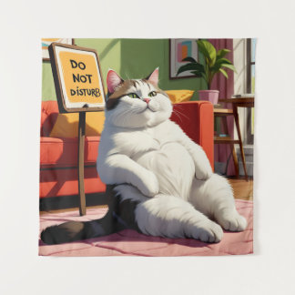 Do not Disturb Fat Cat Funny Tapestry