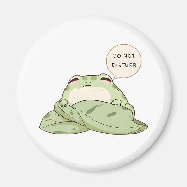 Do Not Disturb Frog Sleepy Kawaii Design Magnet (Front)