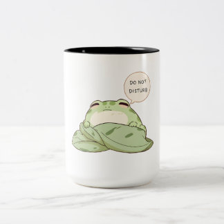 Do Not Disturb Frog Sleepy Kawaii Design Two-Tone Coffee Mug