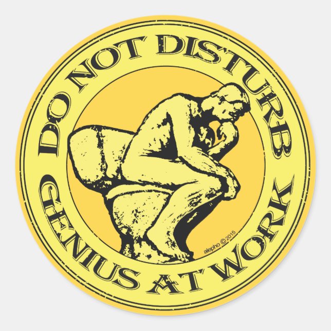 Do Not Disturb, Genius At Work (Colour stamp) Classic Round Sticker (Front)