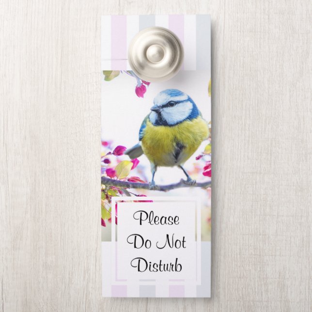Do Not Disturb Pretty Blue & Yellow Bird Door Hanger (On Knob)