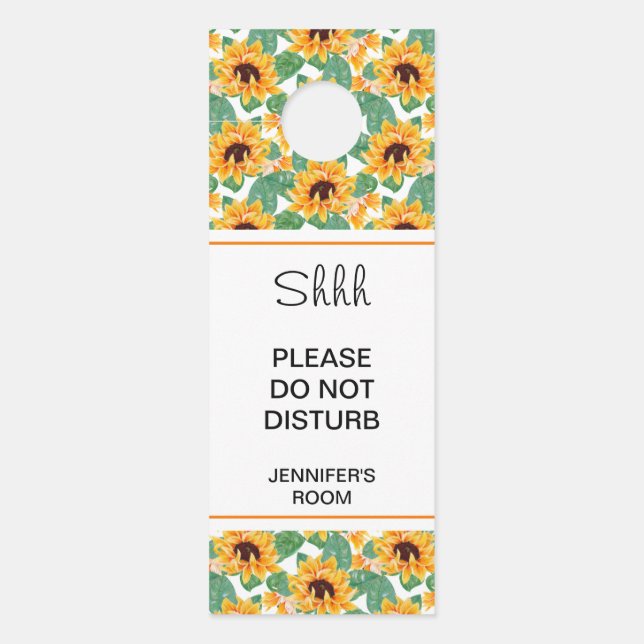 Do Not Disturb Pretty Yellow Sunflowers Pattern Door Hanger (Front)