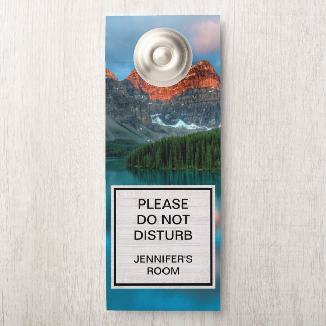 Do Not Disturb Scenic Mountain & Lake Photo Door Hanger (On Knob)