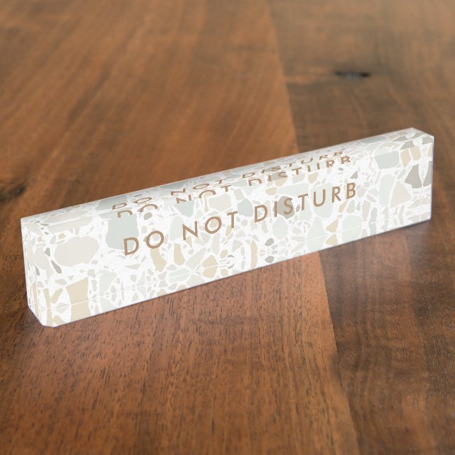 Do Not Disturb Sign Modern Terrazzo Gold Business Nameplate (Side)
