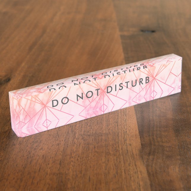 Do Not Disturb Sign Pretty Pink Custom Business Nameplate (Side)