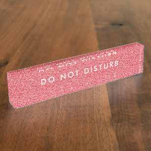 Do Not Disturb Sign Red glitter Business Nameplate