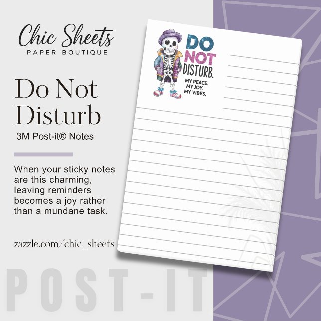 Do Not Disturb Skeleton Lined 3M Post-it® Notes (Creator Uploaded)