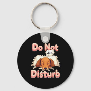 Do Not Disturb Wiener Dog Funny Dachshund Pajamas Key Ring