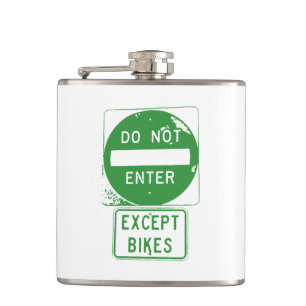 Do Not Enter Except Bikes Hip Flask