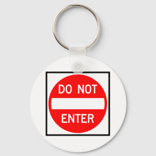 Do Not Enter Highway Sign Key Ring