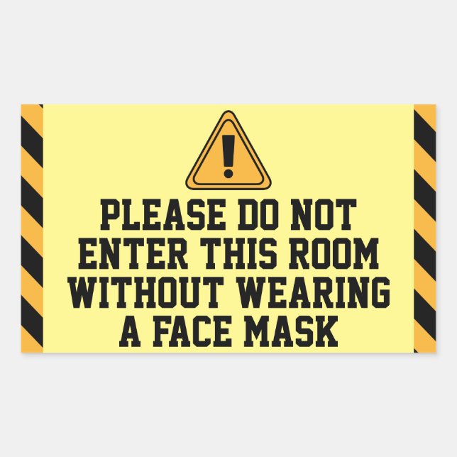Do Not Enter Without Mask Rectangular Sticker (Front)