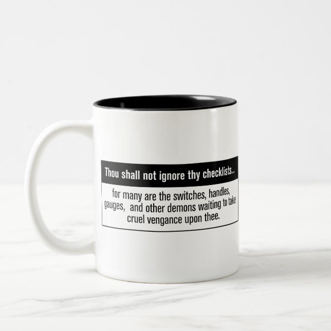 Do Not Ignore Checklists Aviation Humour Two-Tone Coffee Mug (Left)