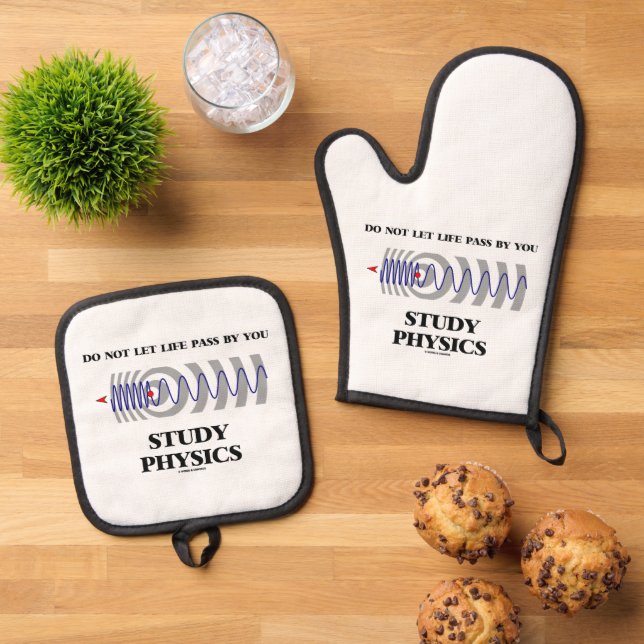 Do Not Let Life Pass By You Study Physics Oven Mitt & Pot Holder Set (Top Down)